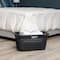 Mind Reader Linen Design 40L Laundry Basket Storage Bin with Handles, Black